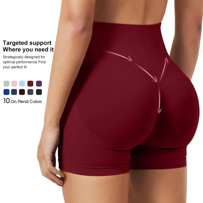 Lycra Women Workout Impact Shorts Scrunch Butt Lifting Gym Seamless Booty Biker Shorts Butt-Lifting Fitness Peach Shorts, Fitness Wear, Summer Sports Yoga Pants High-Elasticity Sports Training Tight Three-Quarter Deep Squat Pants