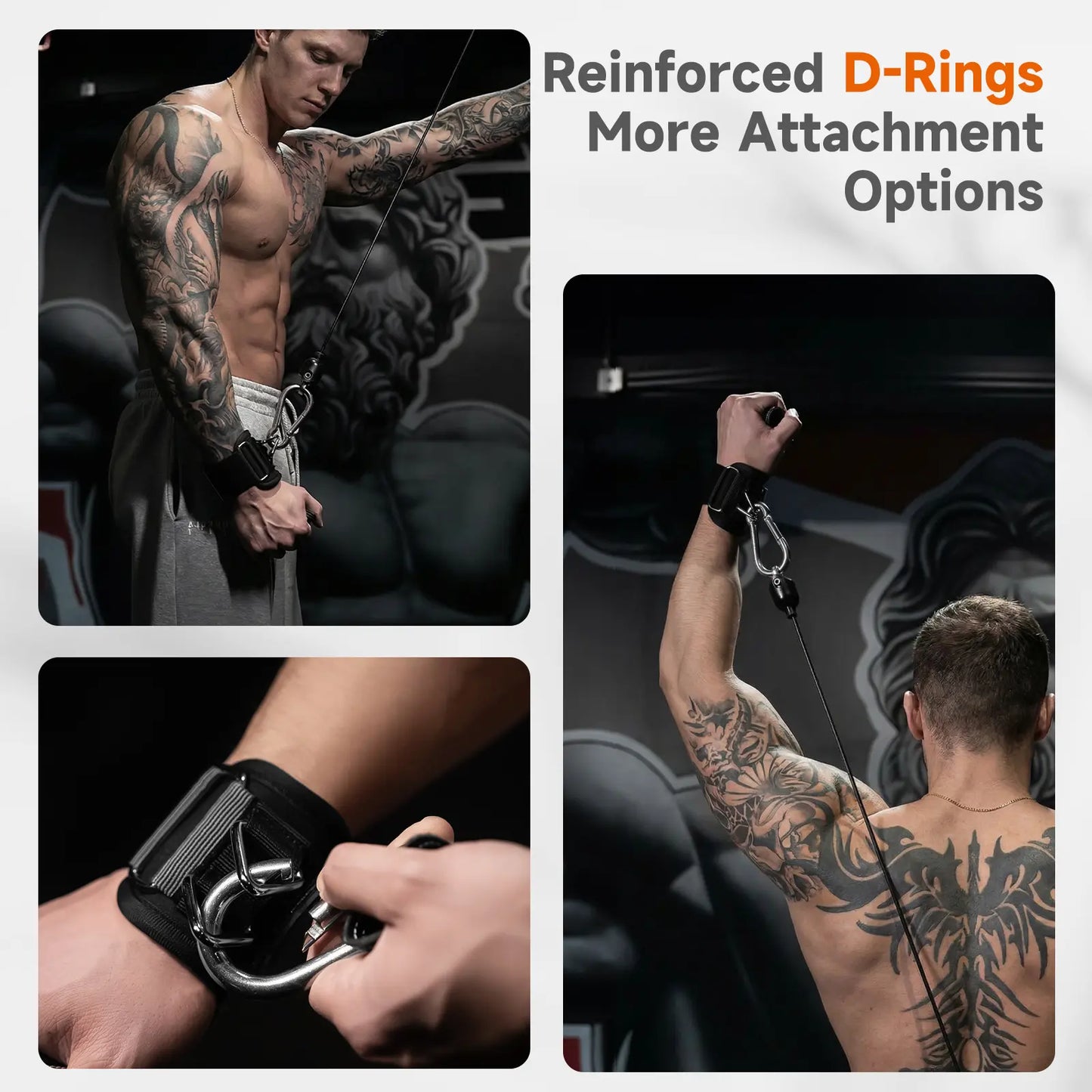 MOST GRIP Non-Slip Gym Wrist Sraps for Weightlifting, Double Rubber Weight Lifting Straps with D Rings for Cable Machine Workout, Wrist Wraps with Cushion Wrist Loop for Men Women Deadlift