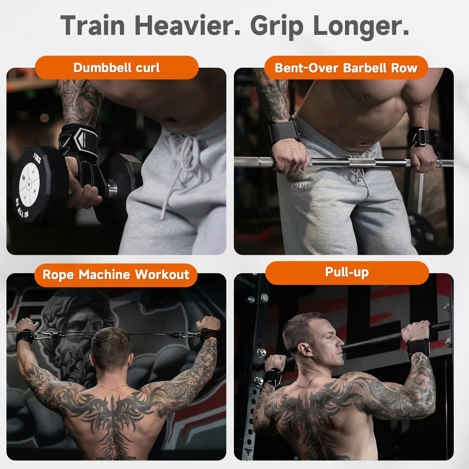 MOST GRIP Non-Slip Gym Wrist Sraps for Weightlifting, Double Rubber Weight Lifting Straps with D Rings for Cable Machine Workout, Wrist Wraps with Cushion Wrist Loop for Men Women Deadlift