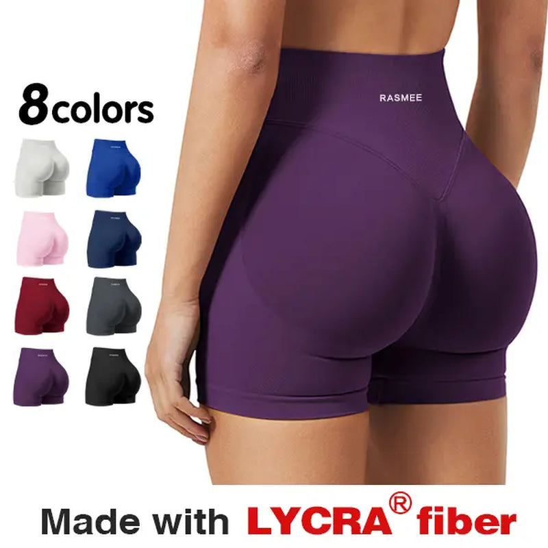 Lycra Women Workout Impact Shorts Scrunch Butt Lifting Gym Seamless Booty Biker Shorts Butt-Lifting Fitness Peach Shorts, Fitness Wear, Summer Sports Yoga Pants High-Elasticity Sports Training Tight Three-Quarter Deep Squat Pants