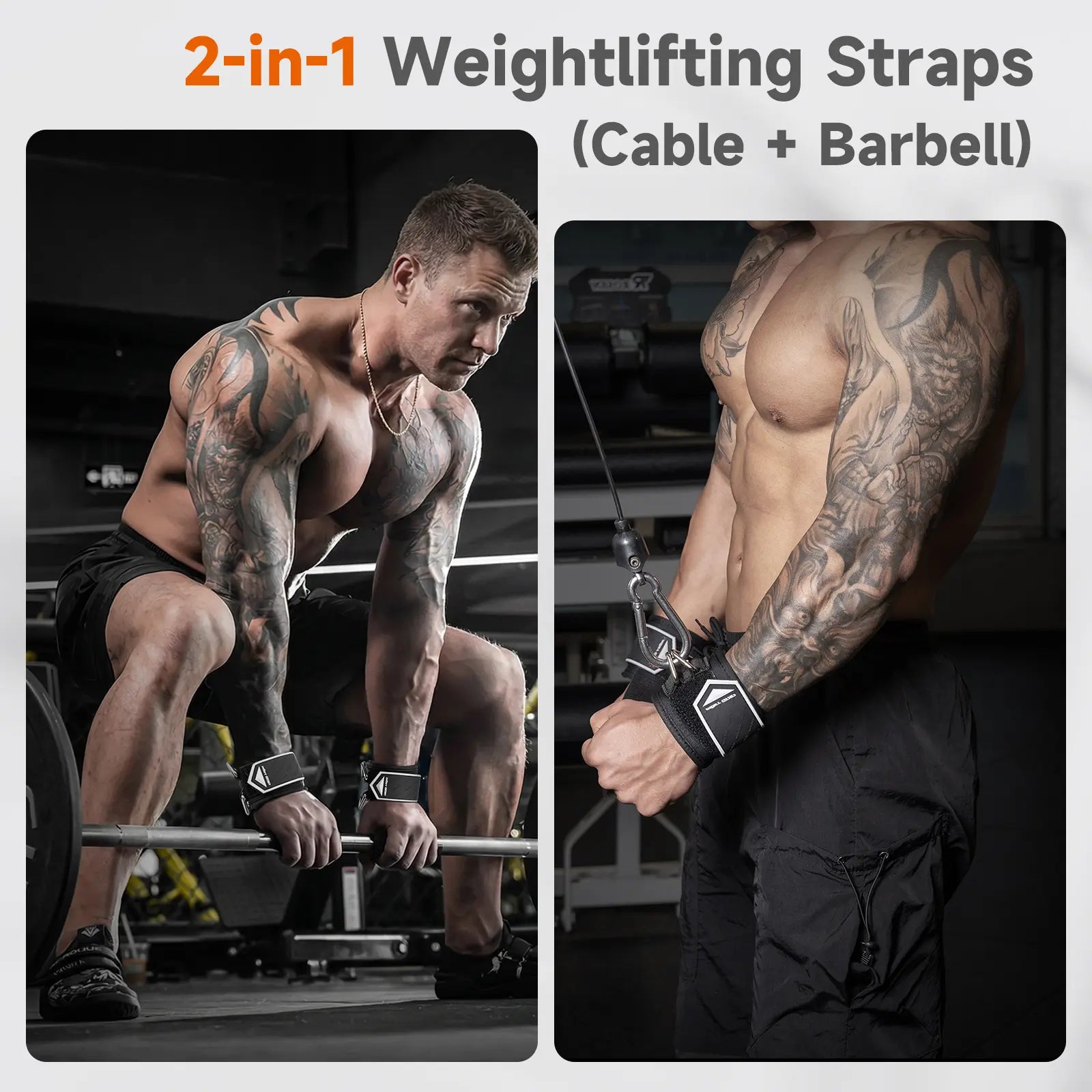MOST GRIP Non-Slip Gym Wrist Sraps for Weightlifting, Double Rubber Weight Lifting Straps with D Rings for Cable Machine Workout, Wrist Wraps with Cushion Wrist Loop for Men Women Deadlift